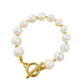 beautiful freshwater pearl and gold toggle bracelet