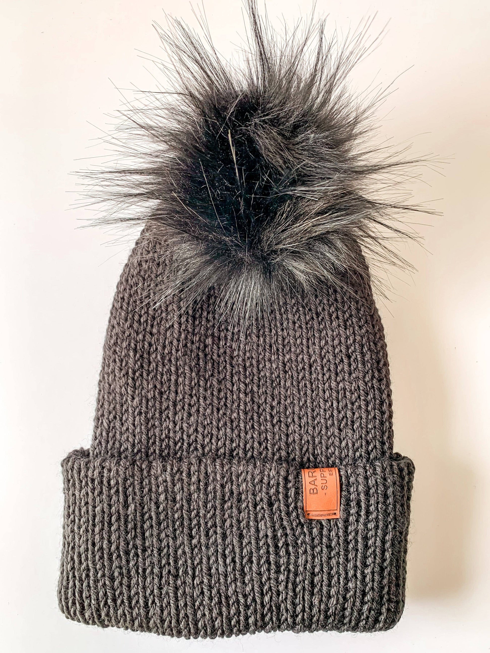 Double Knit Pom Pom Beanie Black